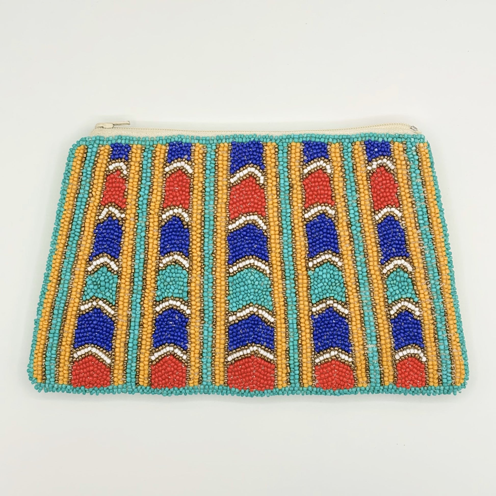 Nefertiti Hand-beaded Clutch - Blue & Red