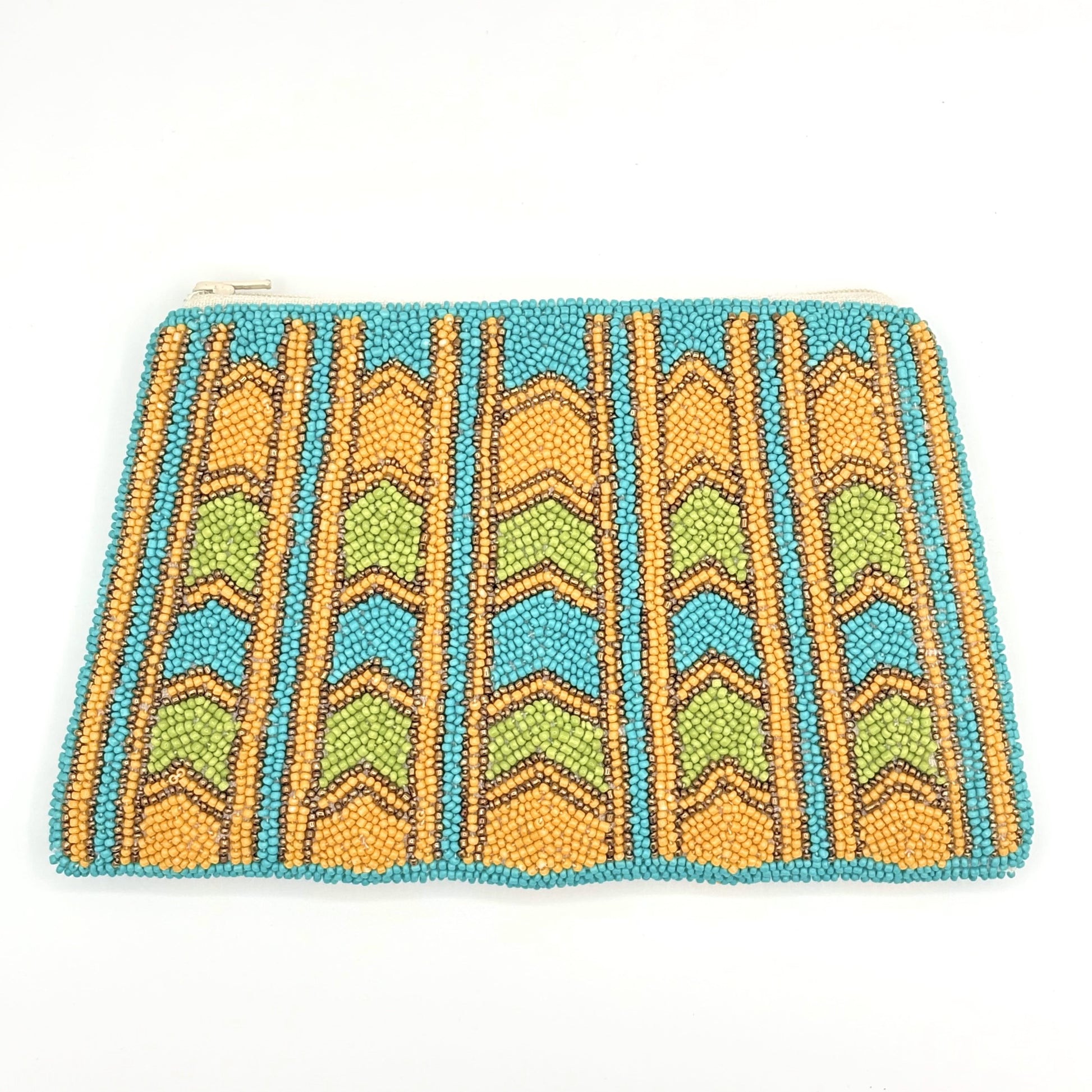Nefertiti Hand-beaded Clutch - Turquoise & Yellow