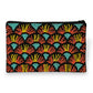 Colorful Hand-beaded Clutch with Papyrus Pattern in Aqua, Orange & Yellow on Black Fabric