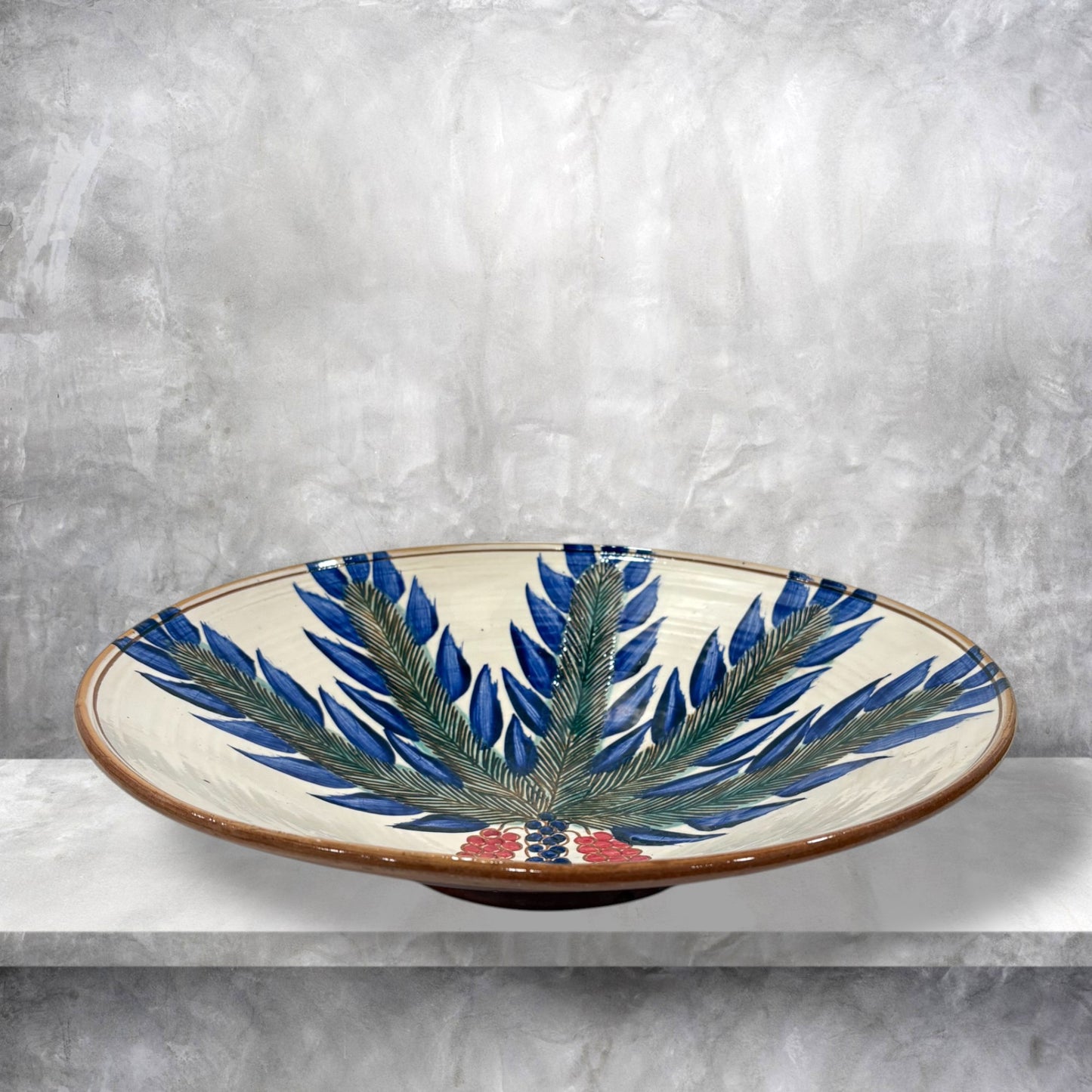Blue Palm Tree Pottery Platter
