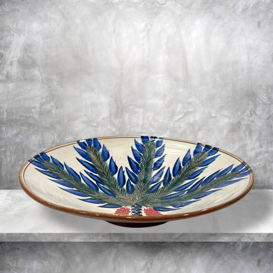Blue Palm Tree Pottery Platter
