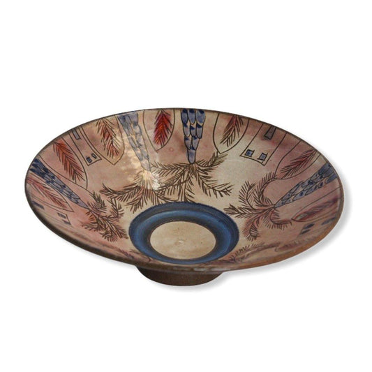 Pottery Round Plate - Palm Trees