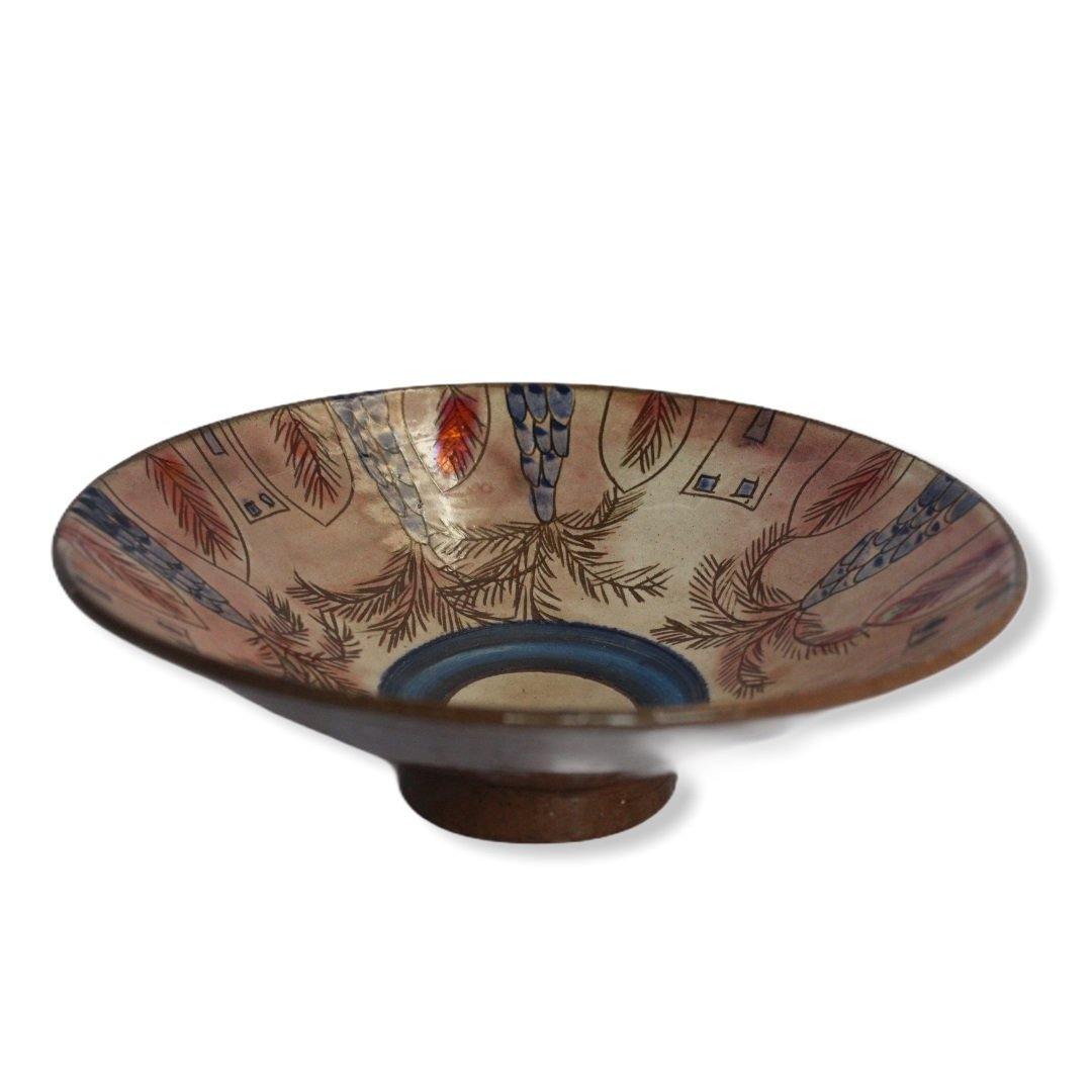 Pottery Round Plate - Palm Trees