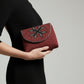 Fair Trade Red Samra Handcrafted Moiré & Tally Clutch Embroidered with Silver Thread, Sustainable Fashion
