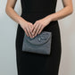 Fair Trade Gray Samra Handcrafted Moiré & Tally Clutch Embroidered with Silver Thread, Sustainable Fashion