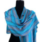 Small Mixed Striped Handwoven Bamboo Viscose Scarf - Turquoise