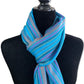 Small Mixed Striped Handwoven Bamboo Viscose Scarf - Turquoise