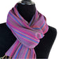 Small Striped Handwoven Bamboo Viscose Scarf - Blue & Yellow with Violet