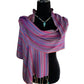 Small Striped Handwoven Bamboo Viscose Scarf - Blue & Yellow with Violet