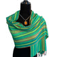 Small Striped Handwoven Bamboo Viscose Scarf - Green & Yellow