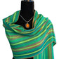 Small Striped Handwoven Bamboo Viscose Scarf - Green & Yellow