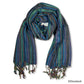 Small Striped Handwoven Scarf - Blue, Green & Mauve