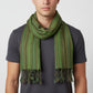 Fair Trade Small Striped Handwoven Scarf - Green & Pistachio, Decorated with Finges, Sustainable Fashion