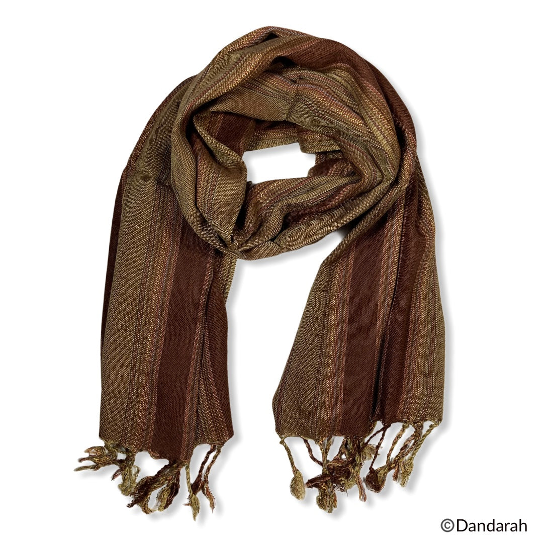Small Striped Handwoven Scarf - Sinai Copper
