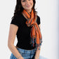 Small Mixed Striped Handwoven Bamboo Viscose Scarf - Orange