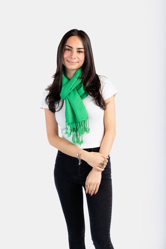 Small Solid Handwoven Bamboo Viscose Scarf - Green