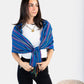 Small Striped Handwoven Bamboo Viscose Scarf - Blue & Cherry