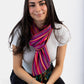 Small Striped Handwoven Bamboo Viscose Scarf - Fuchsia & Violet