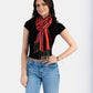 Small Striped Handwoven Bamboo Viscose Scarf - Red & Olive