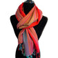 Striped Handwoven Bamboo Viscose Scarf - Red & Teal