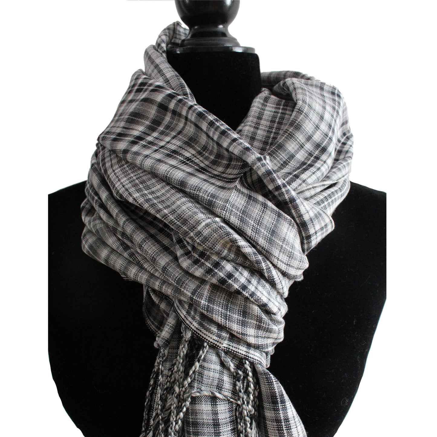 Striped Handwoven Scarf - Black & White