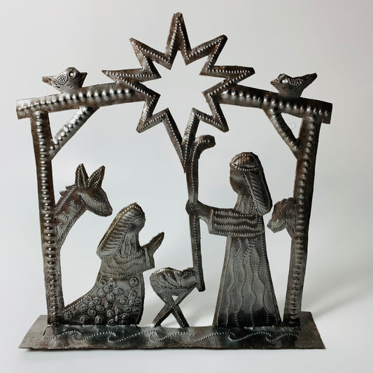 Metal Tabletop Nativity - Color of Metal