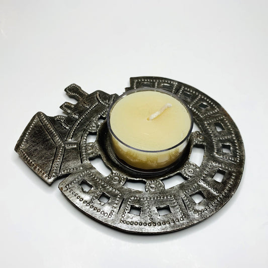 Metal Tealight Plate - Train on Rails
