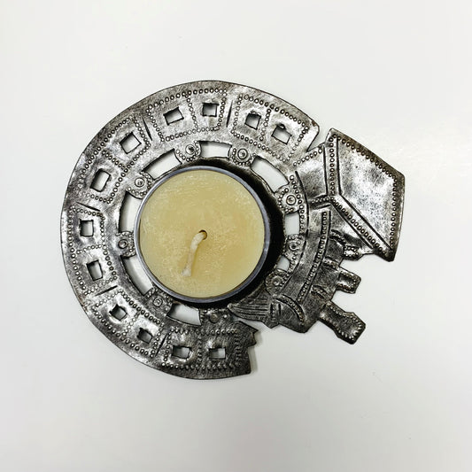 Metal Tealight Plate - Train on Rails