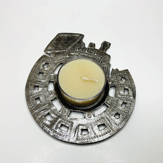 Metal Tealight Plate - Train on Rails