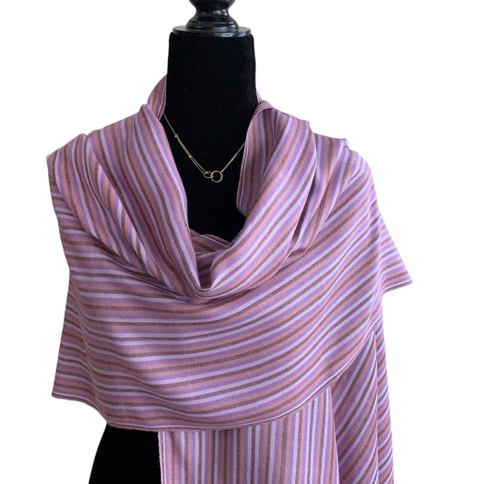 Thin Striped Handwoven Bamboo Viscose Scarf - Lilac & More: Light Tones