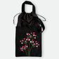 Handmade black tote bag with hand-embroidered fuchsia and pink hydrangea, fair trade