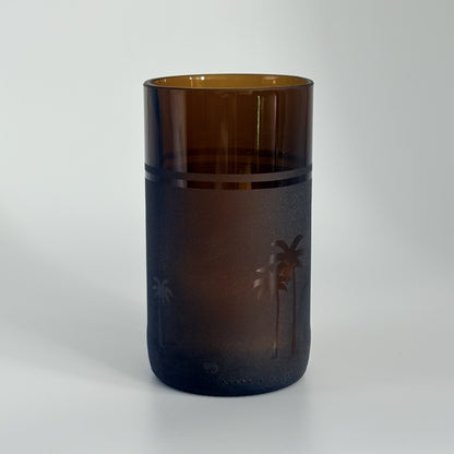 Upcycled highball drinking glass set with palms decoration