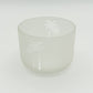 Handcrafted frosted upcycled glass bowl or candle holder with palm tree design