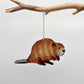 Eco-friendly handcrafted upcycled metal beaver ornament, fair trade, sustainable, ethically handmade