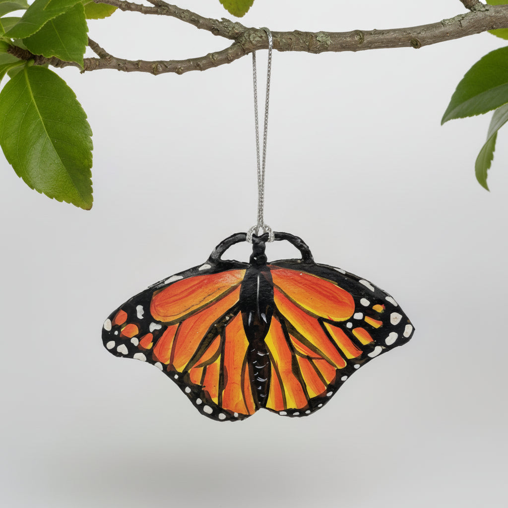 Sustainable Handcrafted Upcycled Metal Colorful Monarch Butterfly, Fair Trade Ethically Handmade, Eco-friendly