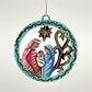 Upcycled Metal Nativity Ornament in a Medallion in Teal , Red, Blue and Gold Handcrafted by Artisans in Haiti