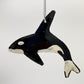 Sustainable handcrafted upcycled metal Orca Whale ornament, eco-friendly ethically handmade, fair trade, coastal decor