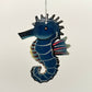 Eco-friendly Handcrafted Upcycled Metal Blue Seahorse Ornament, Fair Trade Sustainable Ethically Handmade