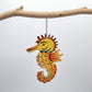 Eco-friendly Handcrafted Upcycled Metal Yellow Seahorse Ornament, Fair Trade Sustainable Ethically Handmade