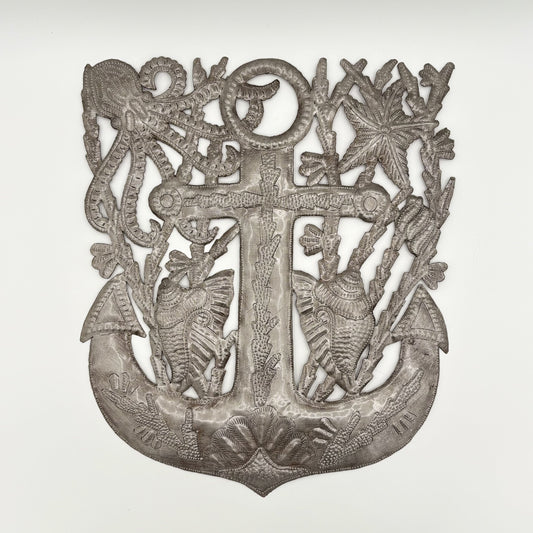 Ethically Handcrafted Upcycled Metal Anchor Wall Decor, Fair Trade, Sustainable, Eco-friendly