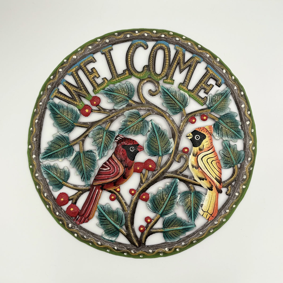 Cardinal Note Welcom Metal Wall Decor Welcome Sign - Cardinals | Dandarah