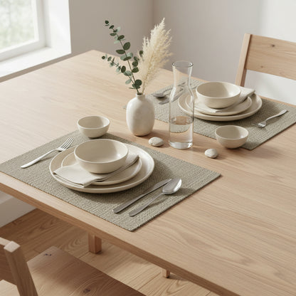 Fair Trade Upcycled Plastic Handwoven Placemat - Beige, Ethically Handmade, Sustainable Living Home Decor