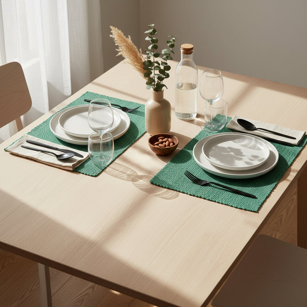Fair Trade Upcycled Plastic Handwoven Placemat - Green, Ethically Handmade, Sustainable Living Home Decor
