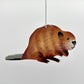 Eco-friendly handcrafted upcycled metal beaver ornament, fair trade, sustainable, ethically handmade