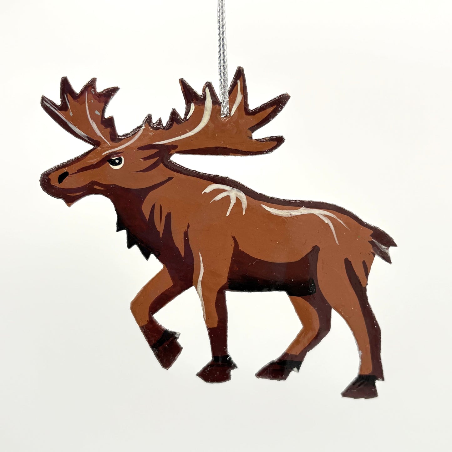 Sustainable Handcrafted Upcycled Metal Moose Ornament, Fair Trade Ethically Handmade, Eco-friendly