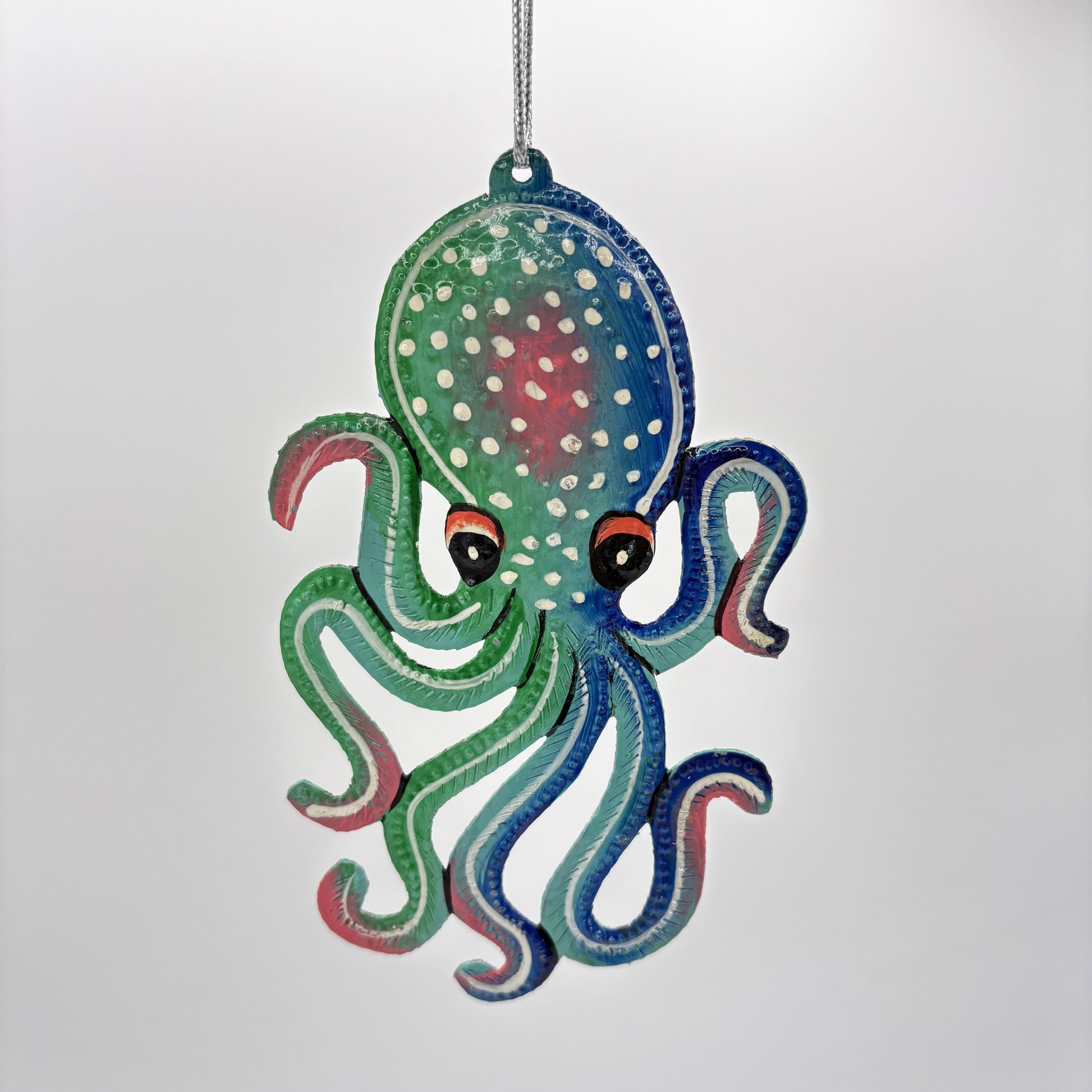 Sustainable Handcrafted Upcycled Metal Colorful Octopus Ornament, Fair Trade Ethically Handmade, Eco-friendly