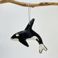 Sustainable handcrafted upcycled metal Orca Whale ornament, eco-friendly ethically handmade, fair trade, coastal decor