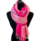 Wide Striped Handwoven Bamboo Viscose Scarf - Pink & Fuchsia