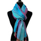 Wide Striped Handwoven Bamboo Viscose Scarf - Turquoise