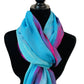 Wide Striped Handwoven Bamboo Viscose Scarf - Turquoise